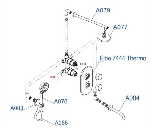 Встроенный смеситель для ванны на 3 положения Wasserkraft A177477 Thermo (душевой комплект) черный Soft-touch фото 7