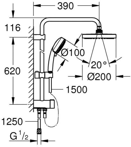 Душевая система без смесителя Grohe New Tempesta 27389002, хром фото 3