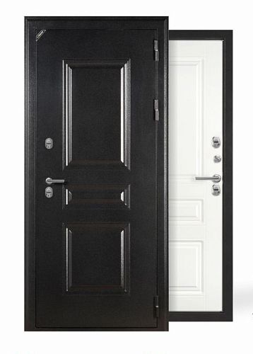Дверь входная Tandoor Поларис 86, 96 Букле Черный/Белый матовый