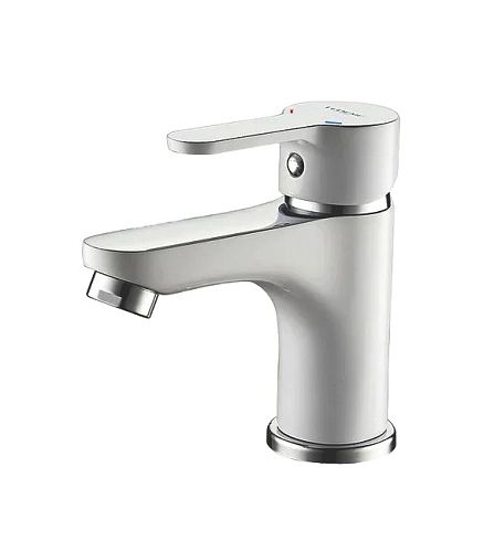 Смеситель на умывальник Ledeme L1003W хром/белый
