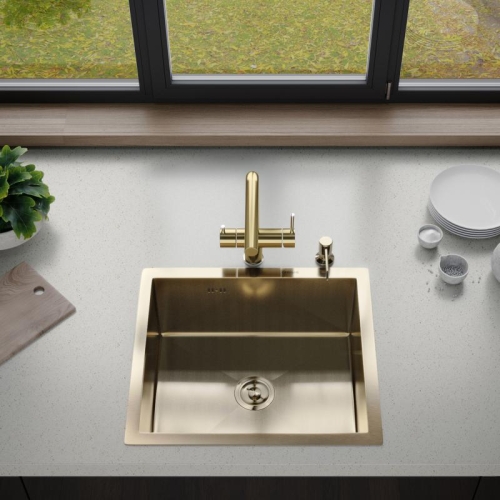 Мойка кухонная Gerhans K35043G 50*43 1мм нерж. сталь, золото фото 4 Мойка кухонная Gerhans K35043G 50*43 1мм нерж. сталь, золото фото 4