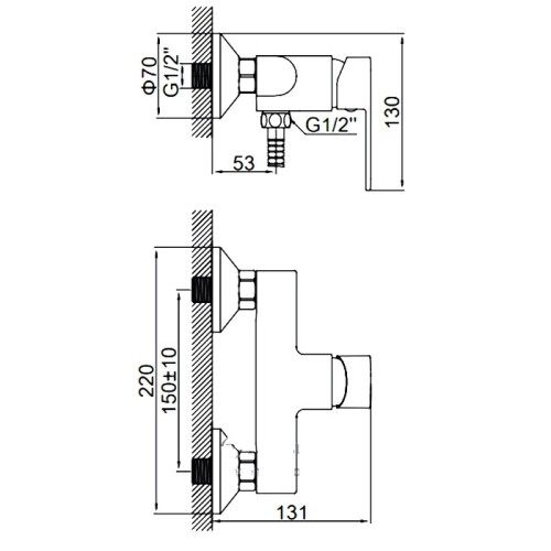 Смеситель для душа Ledeme L2010 хром (лейка и шланг в комплекте) фото 2