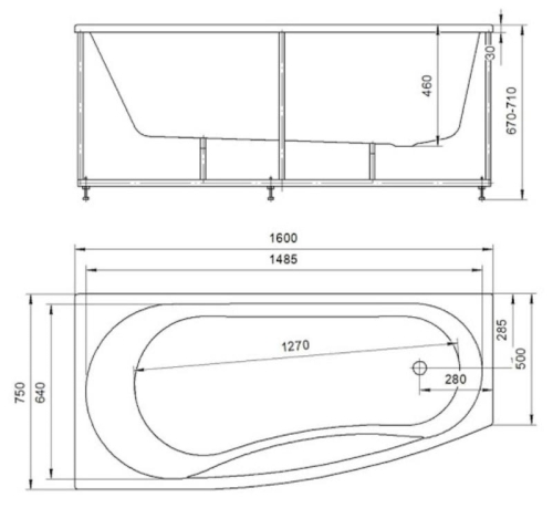 Ванна Aquatek Пандора 160*75 фото 2