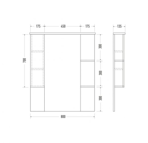 Зеркальный шкаф Мирсант Камилла 80/2, 100/2 белый L/R с одним ящиком фото 2