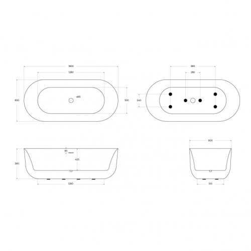 Ванна акриловая BelBagno BB706 170*77, 180*80 фото 7