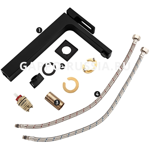 Смеситель высокий для раковины Gappo G1017-62 черный фото 6