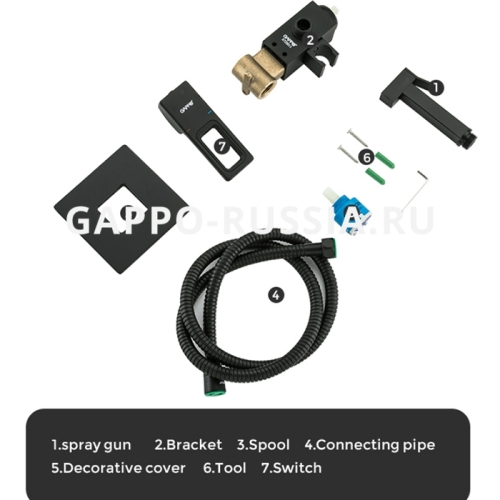 Смеситель с гигиеническим душем Gappo Futura G7217-6 черный фото 7