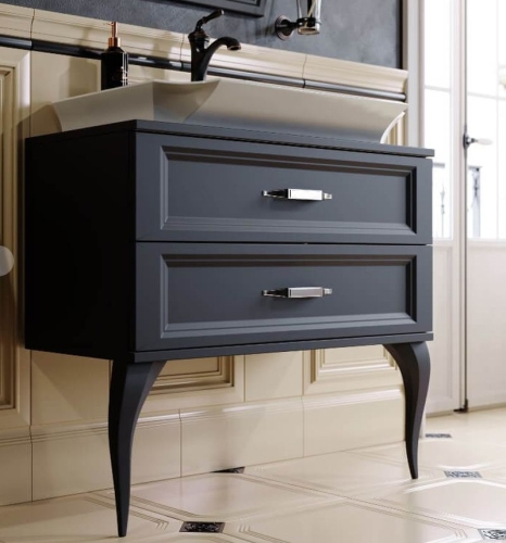 Тумба с умывальником Aqwella  LA DONNA 85 напольная черная фото 5