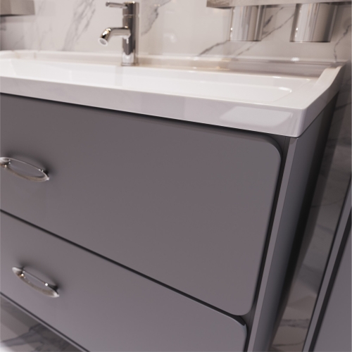 Тумба с раковиной Mirsant Viva 80, 100 подвесная, серая матовая фото 2