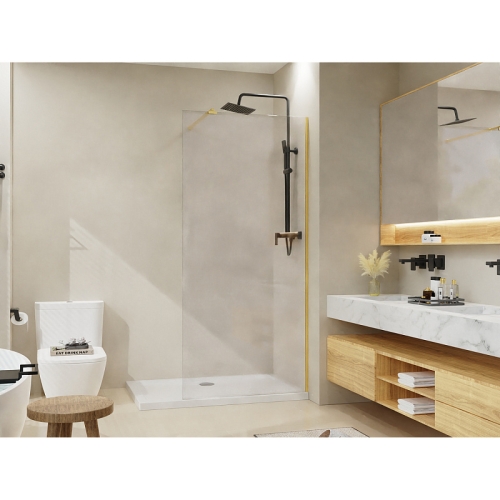 Душевая перегородка Azario Walk-in AZ-251 90, 100, 110, 120*195 профиль золото брашированное фото 3