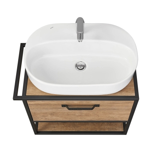 Тумба с раковиной Одри Round Aquaton Лофт Фабрик 65, 80 Дуб Кантри фото 3