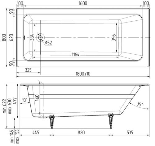 Ванна чугунная Wotte Line Plus 180*80 фото 4