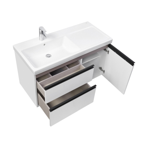 Тумба с раковиной Roca Domi 100 подвесная/напольная, белая глянцевая, левая/правая фото 4