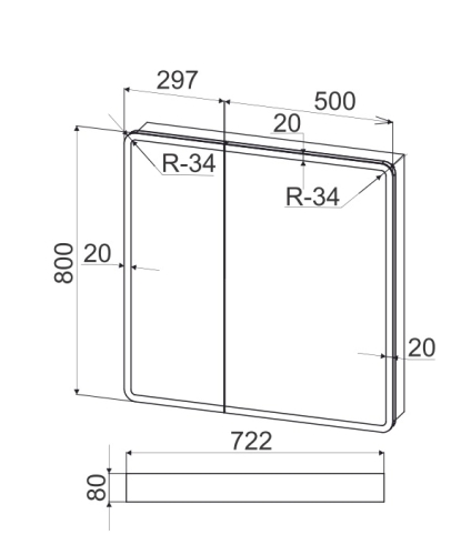Зеркало-шкаф Mirsant Арена 60, 80, 100 фото 5