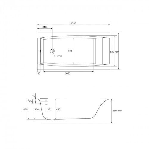 Акриловая ванна Cersanit Virgo 150, 170*75, 180*80 фото 5