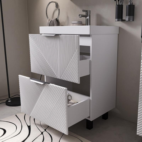 Тумба с раковиной Volna Geometry 60, 70 напольная, белая фото 4