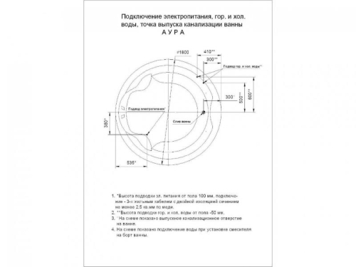 Ванна Aquatek Аура пневматическое управление 180 гидромассажная фото 5