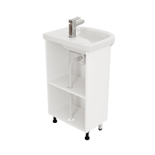 Тумба с умывальником Мирсант Оптима 50, 55, 60 напольная белая фото 3