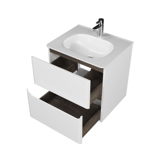 Тумба с раковиной Mirsant Savag 60, 80,100 подвесная, белая глянцевая фото 3