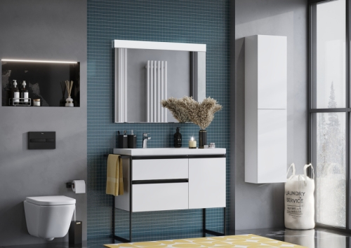 Тумба с раковиной Roca Domi 100 подвесная/напольная, белая глянцевая, левая/правая фото 5