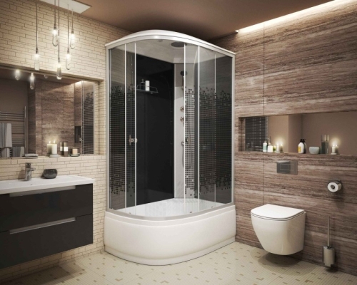 Душевая кабина Niagara Eco NG-7510-14R BLACK 120*80*215 высокий поддон(40см),стекло мозаика фото 2 Душевая кабина Niagara Eco NG-7510-14R BLACK 120*80*215 высокий поддон(40см),стекло мозаика фото 2