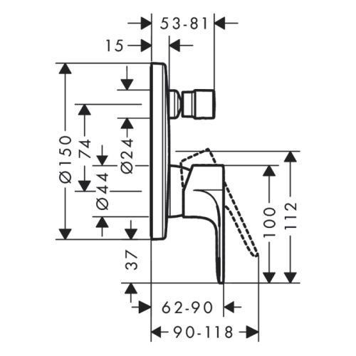 Встраиваемый смеситель для ванны Hansgrohe Rebris E черный 72468670 фото 2