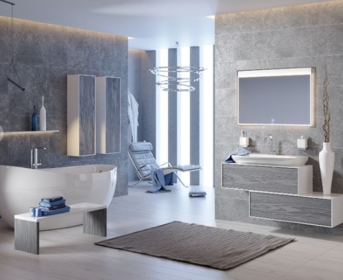 Тумба с умывальником Aqwella  GENESIS 100 120 подвесная серая фото 2