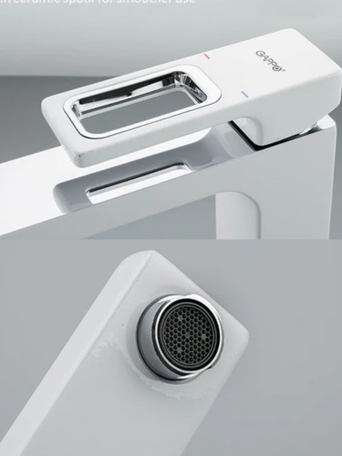 Смеситель высокий для раковины Gappo Futura G1017-2 белый/хром фото 3