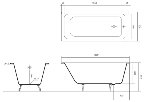 Ванна чугунная Aquatek Дельта 180*80 с ножками фото 3