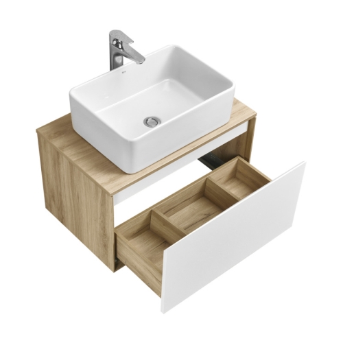 Тумба под раковину Aquaton Либерти 70, 90 Дуб Эльвезия/Белый глянец, столешница Дуб Эльвезия фото 3