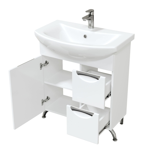 Тумба с умывальником Мирсант Камилла 70, 80, 90, 100 напольная белая фото 4