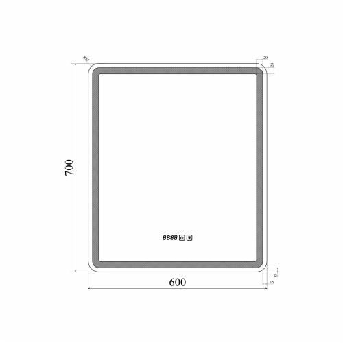 Зеркало Mirsant Harmony 60*70, 70*70, 80*70, 100*70 с подогревом и часами фото 2