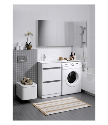 Тумба с раковиной над стиральной машиной Aqwella Forma 115 белая фото 6