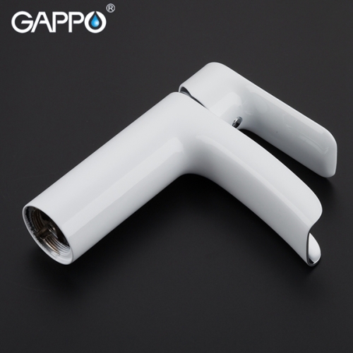 Смеситель с каскадным изливом для раковины Gappo Noar G1048-8 белый/хром фото 4