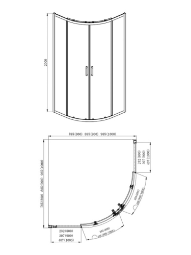 Душевой угол Aquatek AQ ARI RO 09020GM 90*90 профиль оружейная сталь фото 2