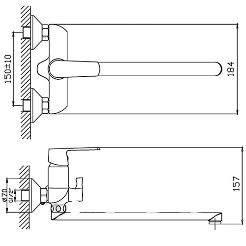 Смеситель для ванны Haiba HB22804 хром-белый фото 2