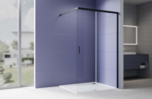 Душевая перегородка Aquatek AQ.WISL.120.1BL 120 раздвижная, профиль черный матовый фото 2