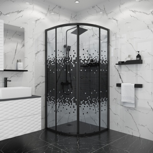Душевое ограждение Niagara Эко/Eco NG-1003-14BLACK 80*80, стекло мозаика фото 3 Душевое ограждение Niagara Эко/Eco NG-1003-14BLACK 80*80, стекло мозаика фото 3