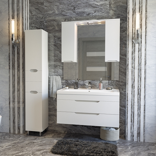 Тумба с умывальником Мирсант Soho Quadro/2 80, 100 подвесная с доводчиком фото 3