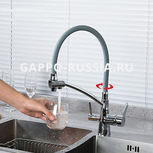 Смеситель для кухни G4398-17 хром-серый фото 6