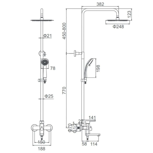 Душевая система Ledeme L72416 нержавеющая сталь фото 3