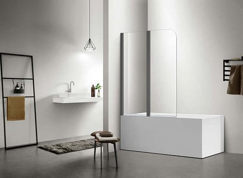 Шторка для ванной Aquatek AQ DEL SBA 10015GM 100, профиль оружейная сталь