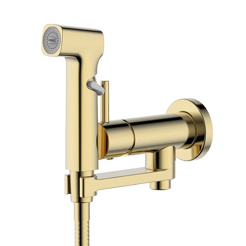 Смеситель скрытого монтажа с гигиеническим душем Aquatek Ника AQ1819BG, золото шлифованное