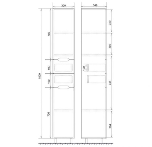 Пенал напольный Мирсант SOHO 30, 45, 60 универсальный фото 4