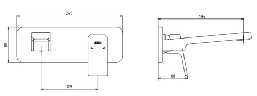 Смеситель со стены (внешняя часть) для раковины E.C.A. Tiera 102167605C1EX-K черный матовый фото 2