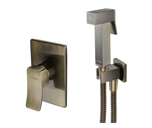 Смеситель с гигиеническим душем Wasserkraft Exter A01652 встраиваемый бронза