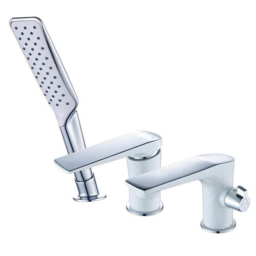 Смеситель на борт ванны 3 отв Lemark ALLEGRO LM5945CW хром-белый