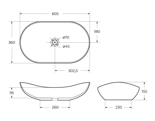 Раковина накладная Belbagno BB1404-H311 605x360x155мм серый матовый фото 4