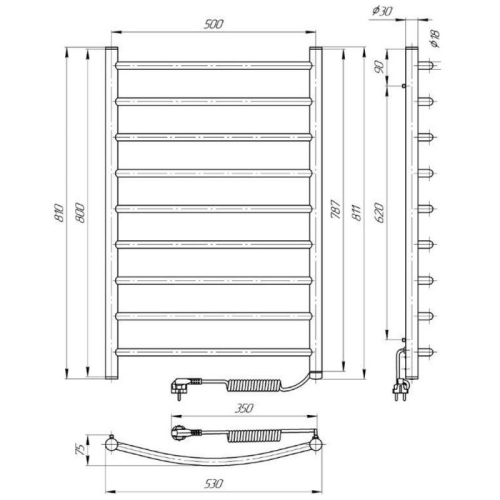 Полотенцесушитель Laris Классик ЧКЧ 50*80 электрический черный фото 4