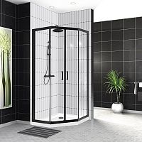 Душевое ограждение BelBagno Uno-195-P-2 90*90 стекло прозрачное, профиль черный